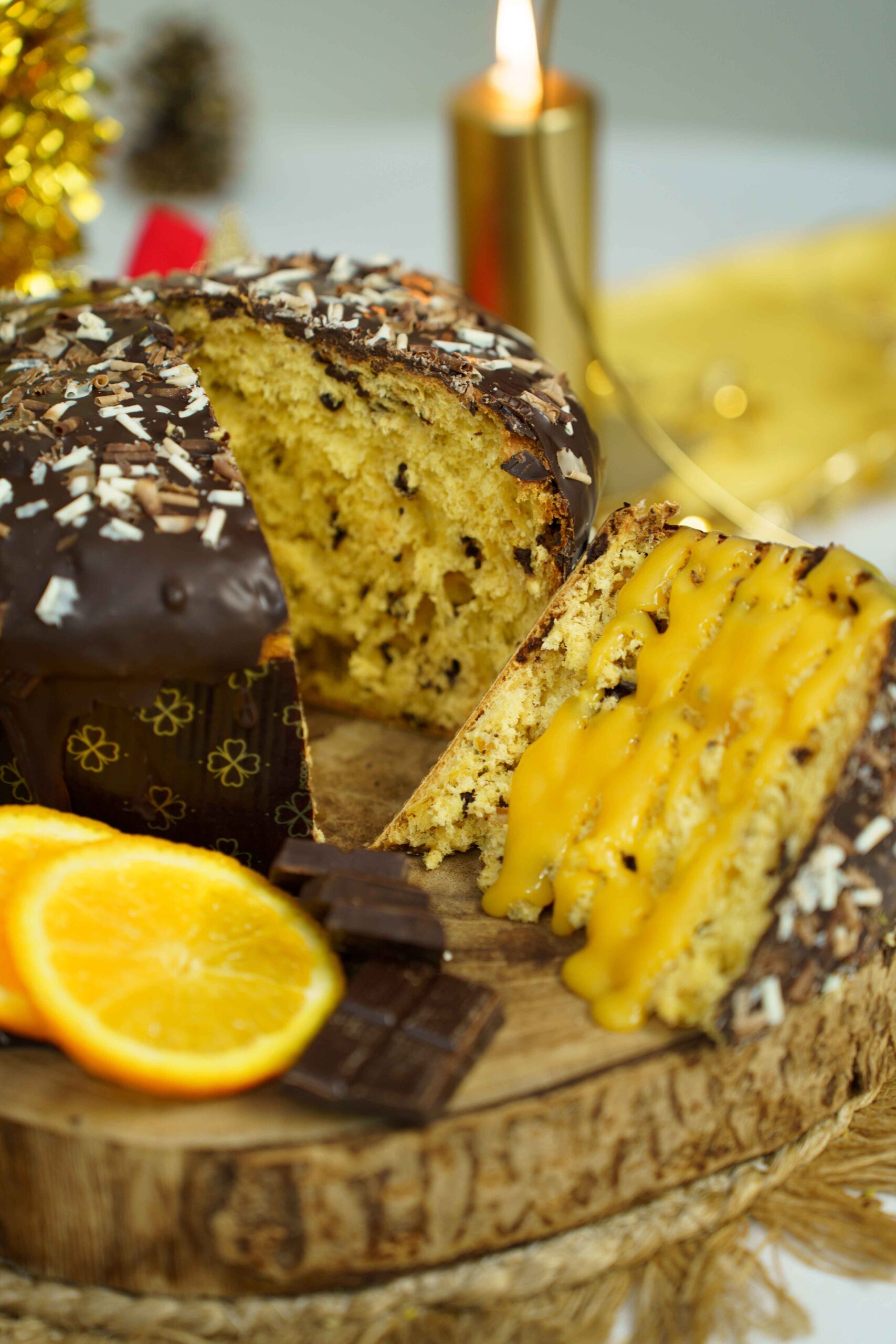 Panettone Fondente e crema all'Arancia